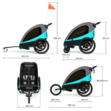 Kinderkraft Nava Pomarańczowa przyczepka rowerowa 3w1