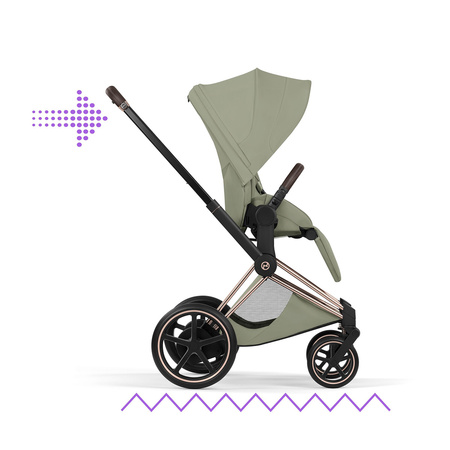 Cybex e-Priam 5.0 Rosegold Sage Green wózek 2w1 głęboko-spacerowy