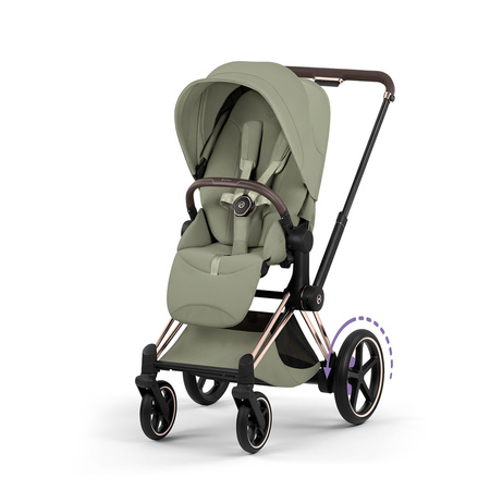 Cybex e-Priam 5.0 Rosegold Sage Green wózek 2w1 głęboko-spacerowy