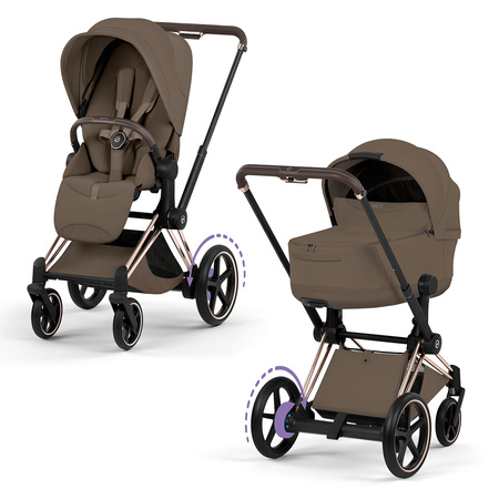 Cybex e-Priam 5.0 Rosegold Coconut Brown wózek 2w1 głęboko-spacerowy