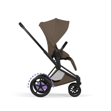 Cybex e-Priam 5.0 Matt Black Coconut Brown wózek 2w1 głęboko-spacerowy