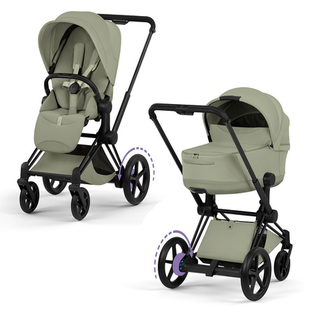Cybex e-Priam 5.0 Matt Black Sage Green zestaw 3w1 z fotelikiem Cloud T i-Size
