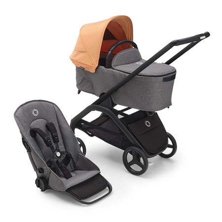 Bugaboo Dragonfly wózek 2w1 głęboko-spacerowy rama Black/Grey Melange-Island Coral