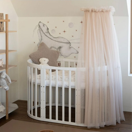 Waldin Tiulowy baldachim do łóżeczka Beżowy + stelaż na baldachim