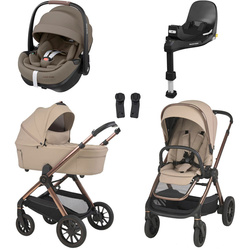 Espiro Code Loving Beige zestaw 4w1 z fotelikiem Maxi Cosi Pebble 360 Pro2 i bazą FamilyFix 360 Pro