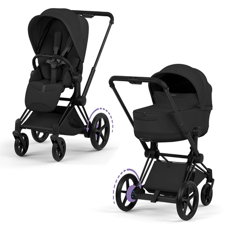 Cybex e-Priam 5.0 Matt Black Sepia Black zestaw 3w1 z fotelikiem Cloud T i-Size