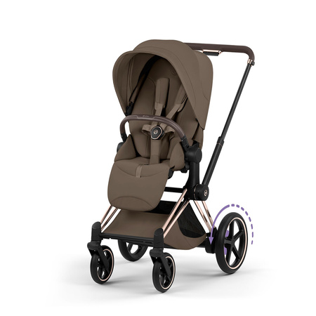 Cybex e-Priam 5.0 Rosegold Coconut Brown wózek 2w1 głęboko-spacerowy