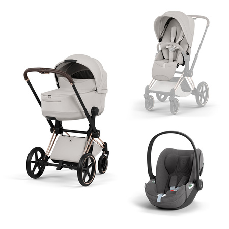 Cybex Priam 5.0 Rosegold City Grey zestaw 3w1 z fotelikiem Cloud T i-Size