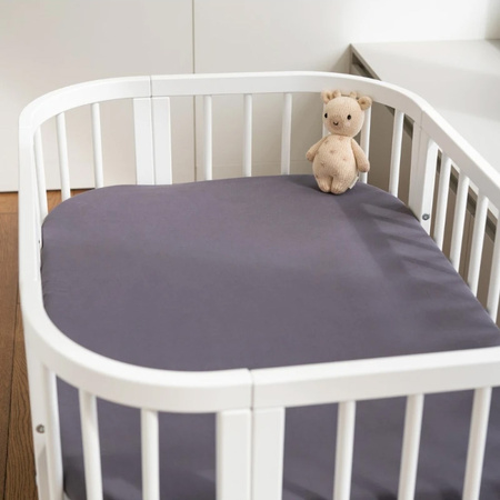 Waldin Prześcieradło z bawełny organicznej 93x65 do łóżeczka 5w1 Grafitowe