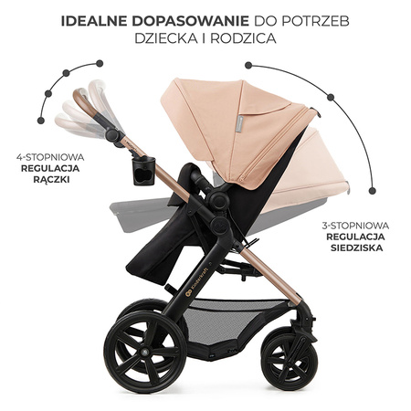 Kinderkraft Moov 2 Sand Beige wózek 3w1 głęboko-spacerowy z fotelikiem Mink
