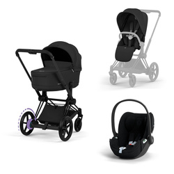 Cybex e-Priam 5.0 Comfort Matt Black Sepia Black zestaw 3w1 z fotelikiem Cloud T i-Size