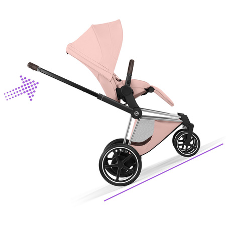 Cybex e-Priam 5.0 Chrome Brown Peach Pink wózek 2w1 głęboko-spacerowy