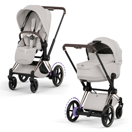 Cybex e-Priam 5.0 Champagne Gold City Grey wózek 2w1 głęboko-spacerowy