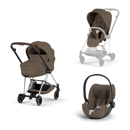 Cybex Mios 4.0 Style Chrome Brown Coconut Brown zestaw 3w1 z fotelikiem Cloud T i-Size