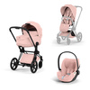 Cybex Priam 5.0 Matt Black Peach Pink zestaw 3w1 z fotelikiem Cloud T i-Size