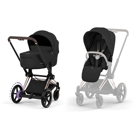 Cybex e-Priam 5.0 Comfort Rosegold Sepia Black zestaw 3w1 z fotelikiem Cloud T i-Size