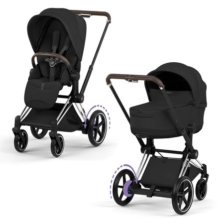 Cybex e-Priam 5.0 Chrome Brown Sepia Black wózek 2w1 głęboko-spacerowy