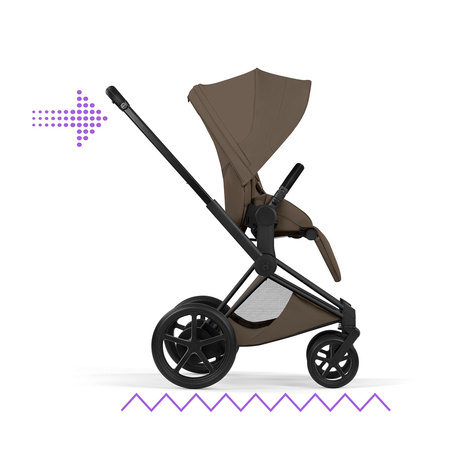 Cybex e-Priam 5.0 Matt Black Coconut Brown wózek 2w1 głęboko-spacerowy