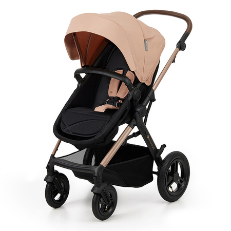 Kinderkraft Moov 2 Air Sand Beige wózek 3w1 głęboko-spacerowy z fotelikiem Mink