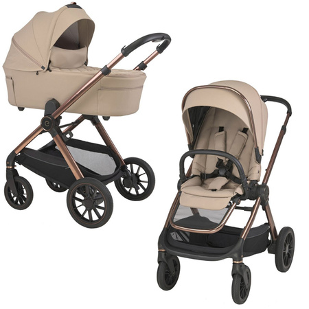 Espiro Code Loving Beige zestaw 4w1 z fotelikiem Maxi Cosi Pebble 360 Pro2 i bazą FamilyFix 360 Pro