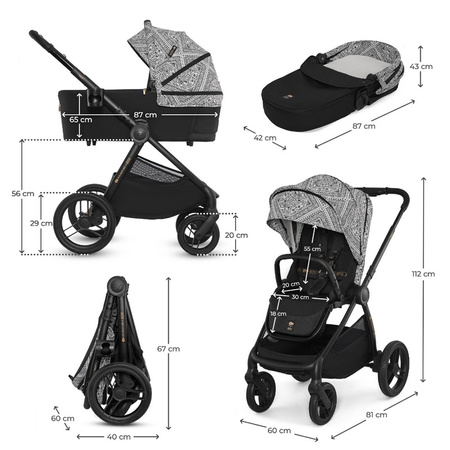 Kinderkraft Nea 2 Bizuu Lunar Black wózek 2w1 głęboko-spacerowy