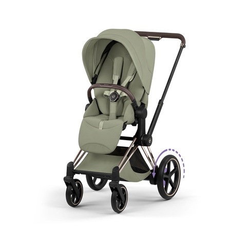 Cybex e-Priam 5.0 Champagne Gold Sage Green wózek 2w1 głęboko-spacerowy