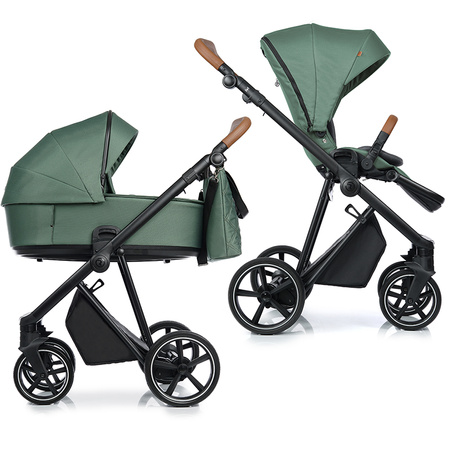 Roan IVI 2.0 Boho Green zestaw 4 w 1 z fotelikiem Maxi Cosi Pebble 360 Pro2 i bazą isofix