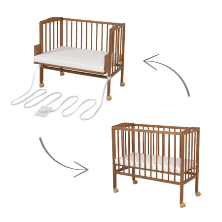 Waldin Łóżeczko Dostawne 2w1 Vintage z materacem