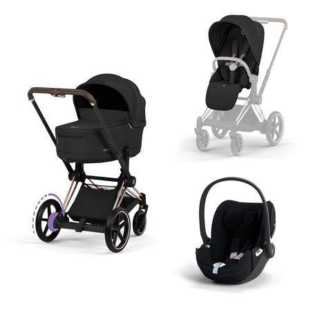 Cybex e-Priam 5.0 Comfort Rosegold Sepia Black zestaw 3w1 z fotelikiem Cloud T i-Size