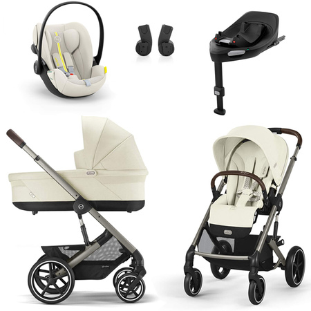 Cybex Balios S Lux 2.0 Seashell Beige zestaw 4w1 z fotelikiem Cloud G Plus i Bazą G