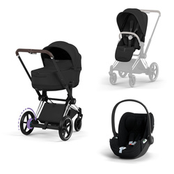 Cybex e-Priam 5.0 Chrome Brown Sepia Black zestaw 3w1 z fotelikiem Cloud T i-Size