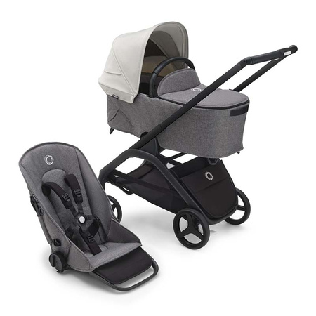 Bugaboo Dragonfly wózek 2w1 głęboko-spacerowy rama Black/Grey Melange-Misty White