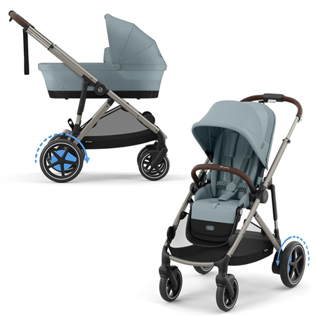 Cybex e-Gazelle S Stormy Blue zestaw 3w1 z dodatkowym siedziskiem