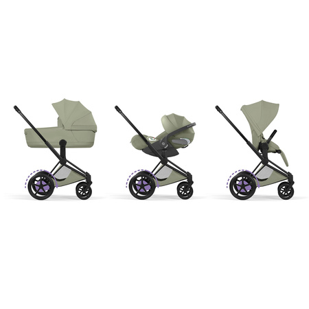Cybex e-Priam 5.0 Matt Black Sage Green zestaw 3w1 z fotelikiem Cloud T i-Size