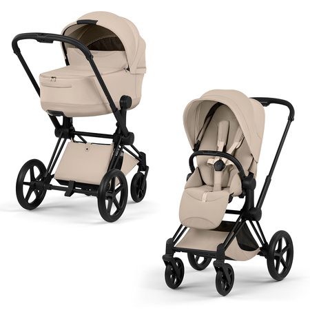 Cybex Priam 5.0 Matt Black Cozy Beige zestaw 3w1 z fotelikiem Cloud T i-Size