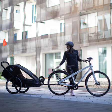 Hamax Breeze Black Podwójna przyczepka rowerowa z zestawem do biegania