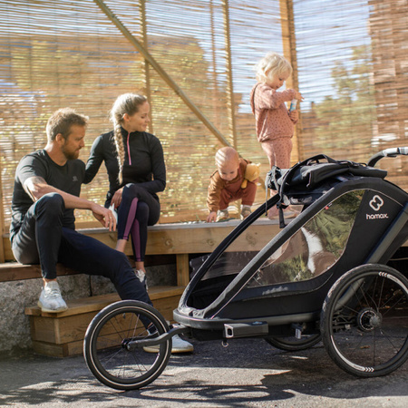 Hamax Breeze Black Podwójna przyczepka rowerowa z zestawem do biegania