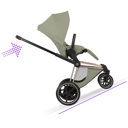 Cybex e-Priam 5.0 Rosegold Sage Green wózek 2w1 głęboko-spacerowy
