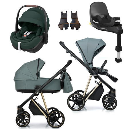 Roan IVI 2.0 Pine Green zestaw 4 w 1 z fotelikiem Maxi Cosi Pebble 360 Pro2 i bazą isofix