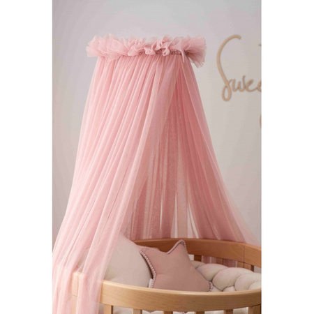 Waldin Tiulowy baldachim do łóżeczka Rose + stelaż na baldachim