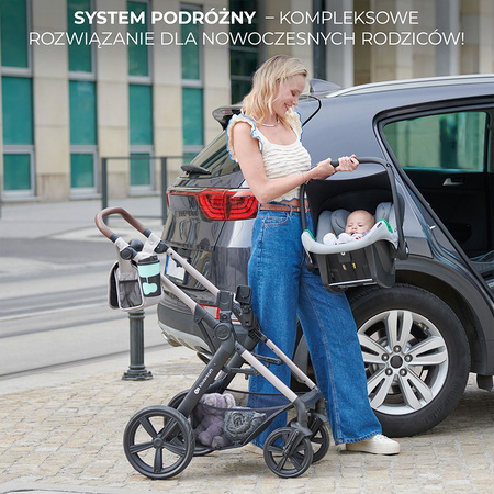 Kinderkraft Moov 2 Pure Black wózek 3w1 głęboko-spacerowy z fotelikiem Mink