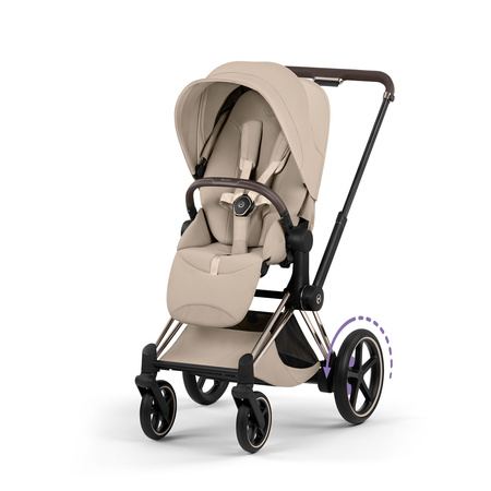 Cybex e-Priam 5.0 Champagne Gold Cozy Beige wózek 2w1 głęboko-spacerowy