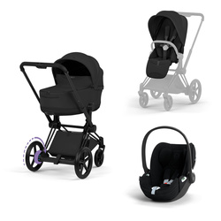 Cybex e-Priam 5.0 Matt Black Sepia Black zestaw 3w1 z fotelikiem Cloud T i-Size
