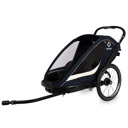 Hamax Breeze Navy/Cream Podwójna przyczepka rowerowa z zestawem do biegania