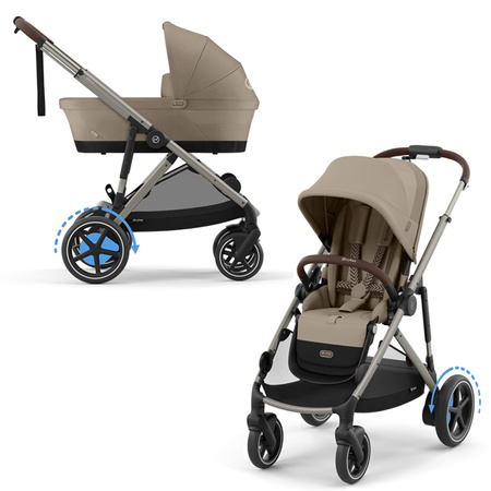 Cybex e-Gazelle S Almond Beige zestaw 4w1 z dodatkowym siedziskiem i gondolą