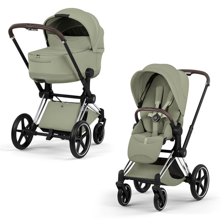Cybex Priam 5.0 Chrome Brown Sage Green zestaw 3w1 z fotelikiem Cloud T i-Size