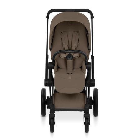 Cybex e-Priam 5.0 Matt Black Coconut Brown wózek 2w1 głęboko-spacerowy