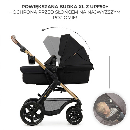 Kinderkraft Moov 2 Pure Black wózek 3w1 głęboko-spacerowy z fotelikiem Mink