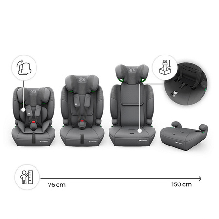 Kinderkraft Comfort Up 2 Plus Szary Fotelik samochodowy 76-150 cm