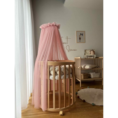 Waldin Tiulowy baldachim do łóżeczka Rose + stelaż na baldachim